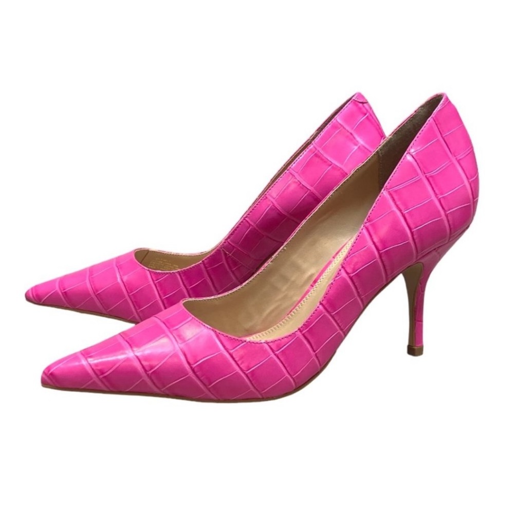 Dune London Cold Croc Reptile Print Leather Mid Heel Point Court Pink EU 40 New